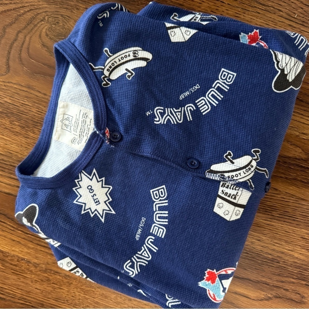 DRAKE GENERAL ARBORIST Blue Jays button up onesie pajama (US size XS)